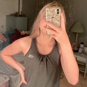 gray north face tank